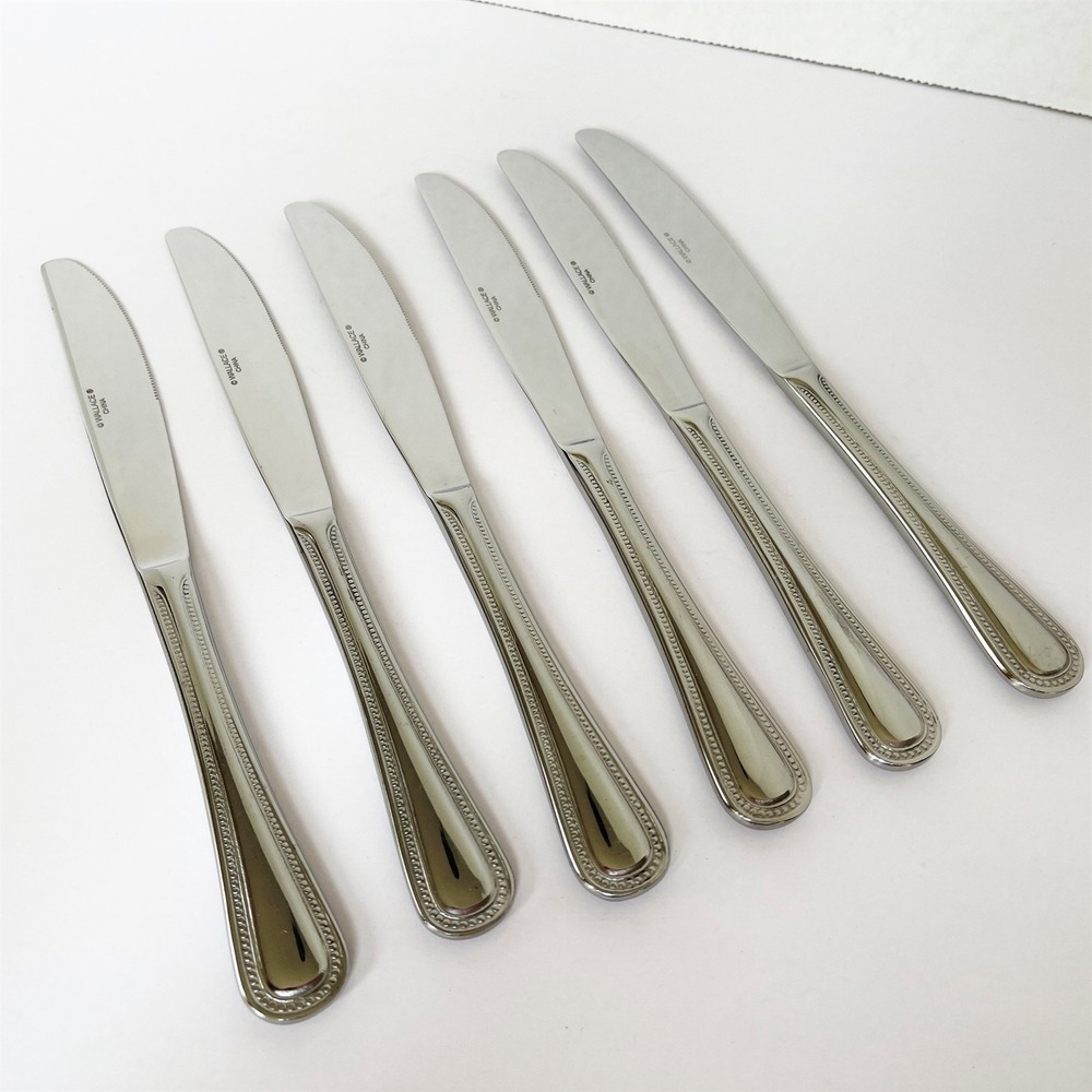 Wallace CONTINENTAL BEAD 18/10 Stainless Flatware Lot of 6 Dinner Knives